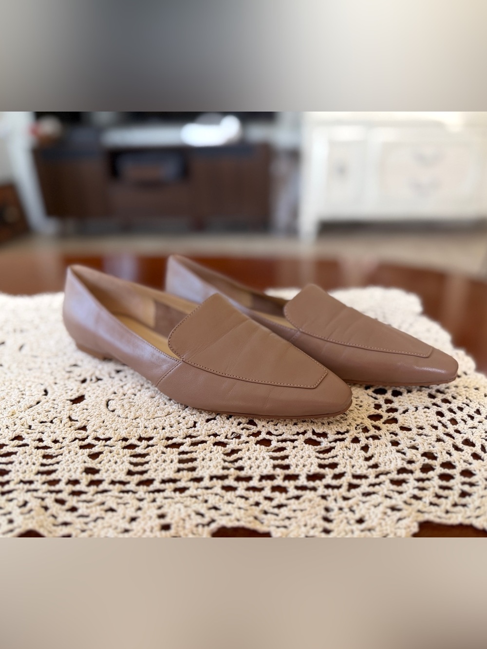 Marc Fisher Taupe Leather Pointed-Toe Loafers